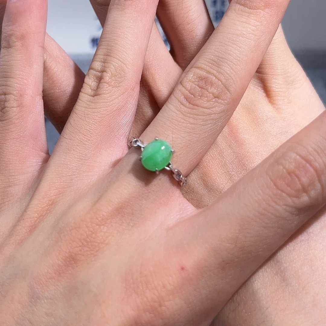翡翠戒指银S925镶嵌jjijmm