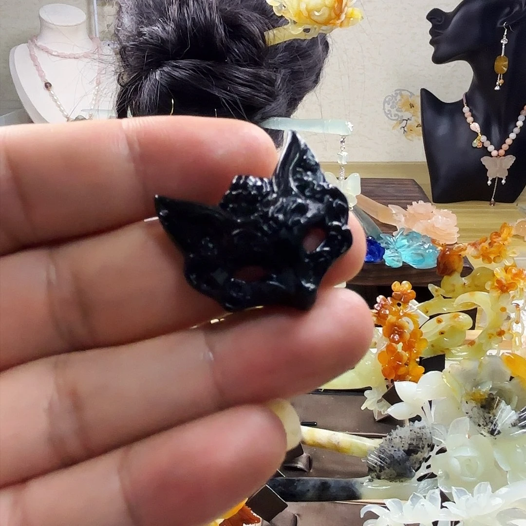 蛇纹石玉发饰合金风*