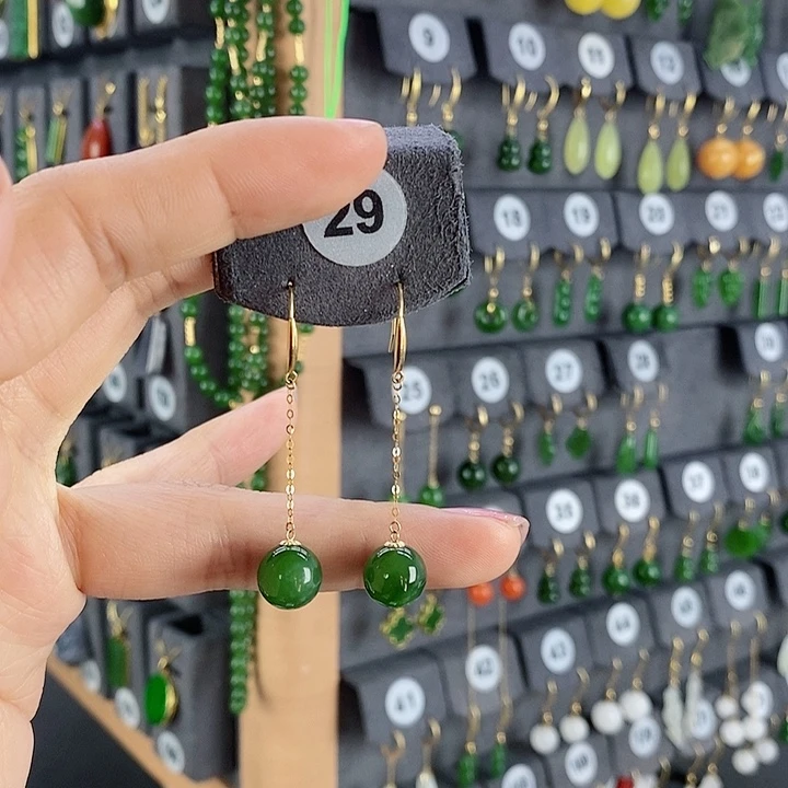 和田玉耳饰18K金镶嵌