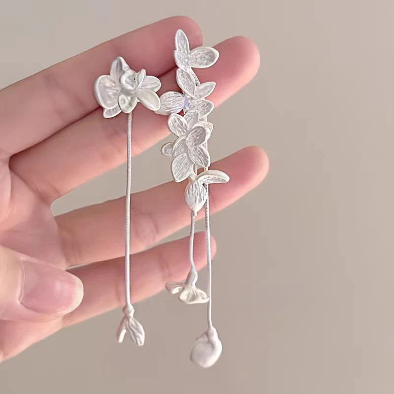 小众设计感花朵流苏超仙法式流苏耳钉适合圆脸耳环耳饰女百搭新款