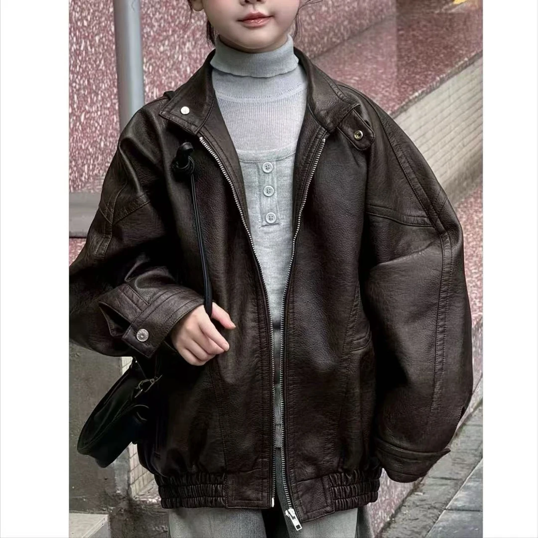 高能机车风儿童男童女童酷帅定制款秋季新款皮衣