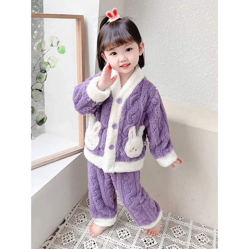 宝宝秋冬保暖套装加绒加厚婴儿冬款家居服童装小童儿童衣服冬季