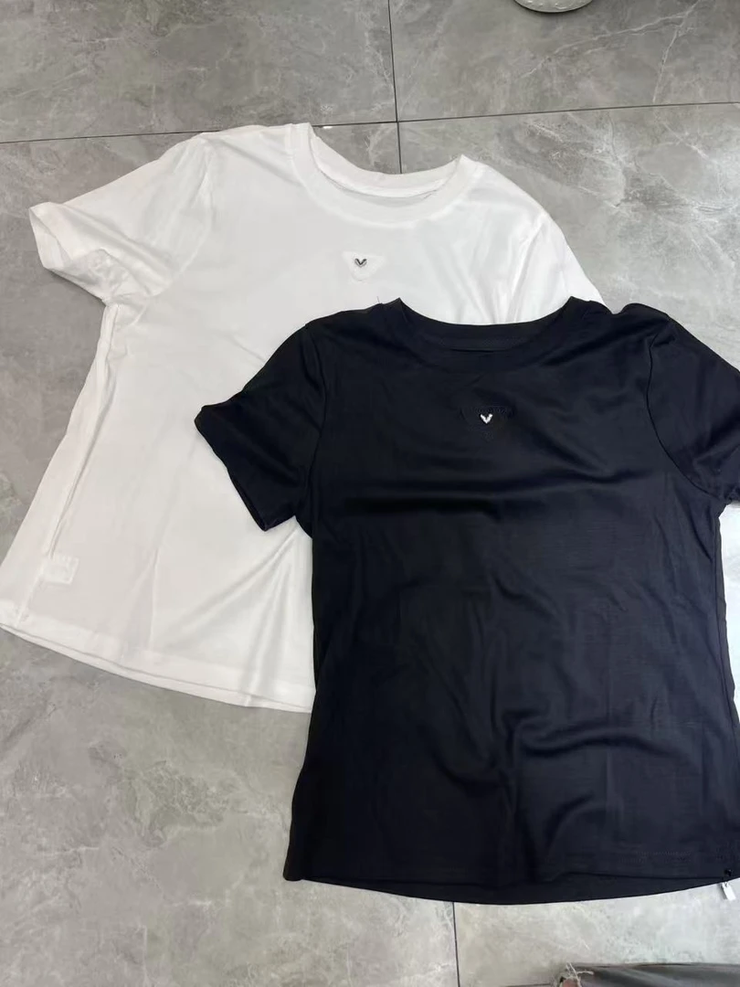 606#欧洲站夏季新款立体爱心烫钻圆领短袖T恤女宽松显瘦百搭上衣
