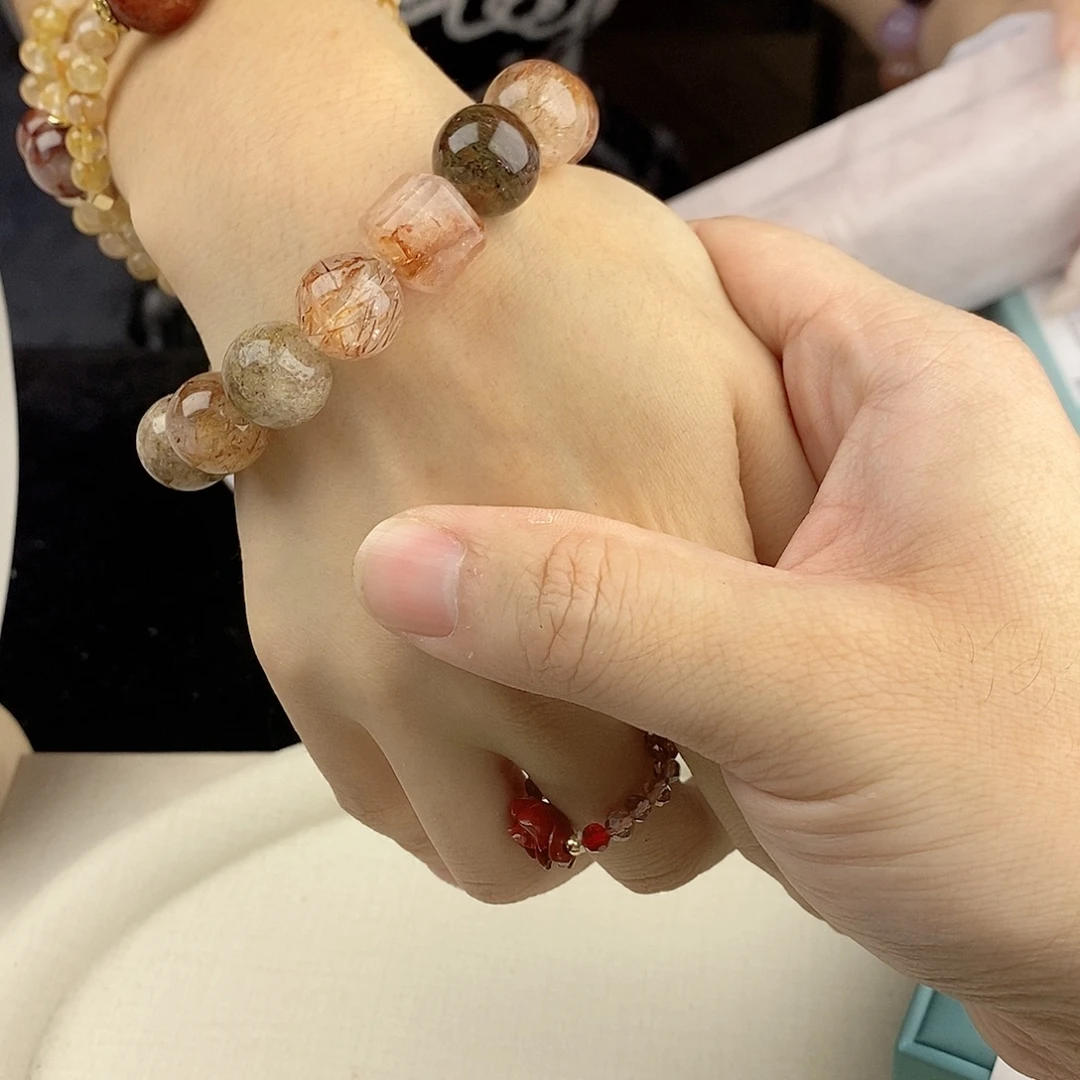 水晶手链银S925镀金镶嵌