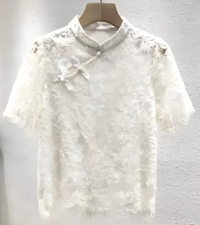 101-200简约气质时尚夏季中国风新中式蕾丝休闲女士