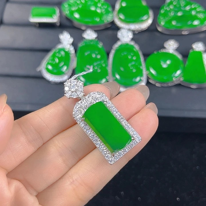 翡翠银S925镶嵌吊坠(不含链)