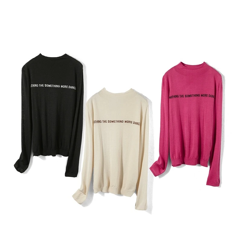 28093【依目系列】纯色字母印花针织衫3H821369D