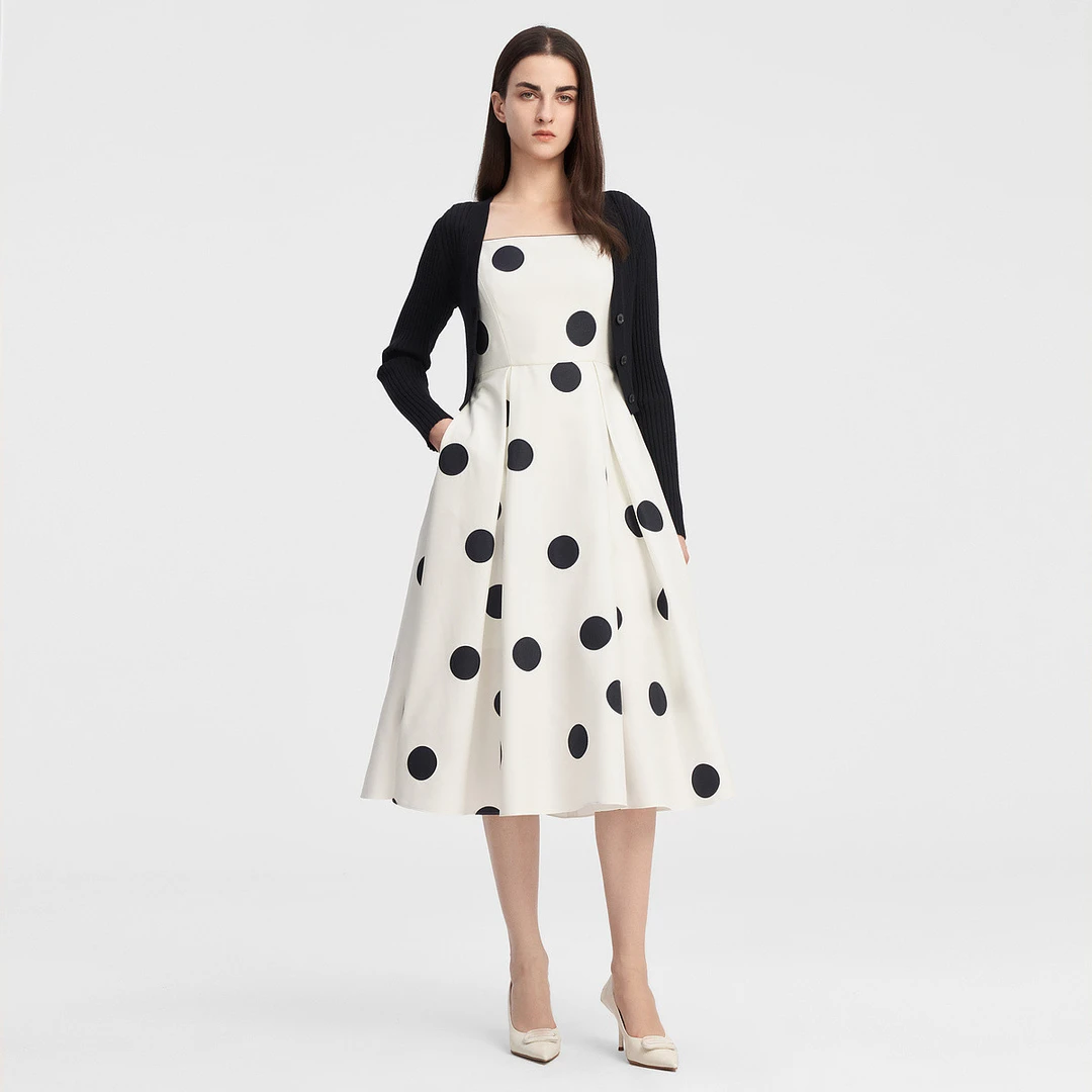 时尚套装法式夏季气质名媛针织气质ins风印花长裙-594