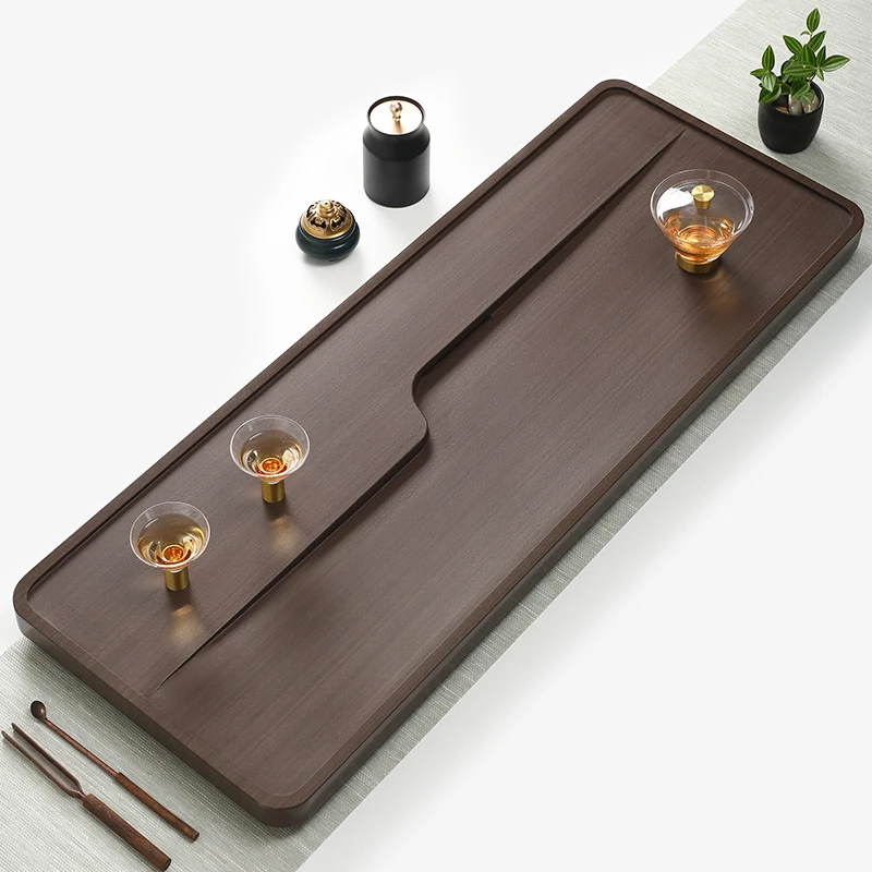 万石堂天然高端紫檀石茶盘家用办公茶台简约创意干湿分离茶海古德