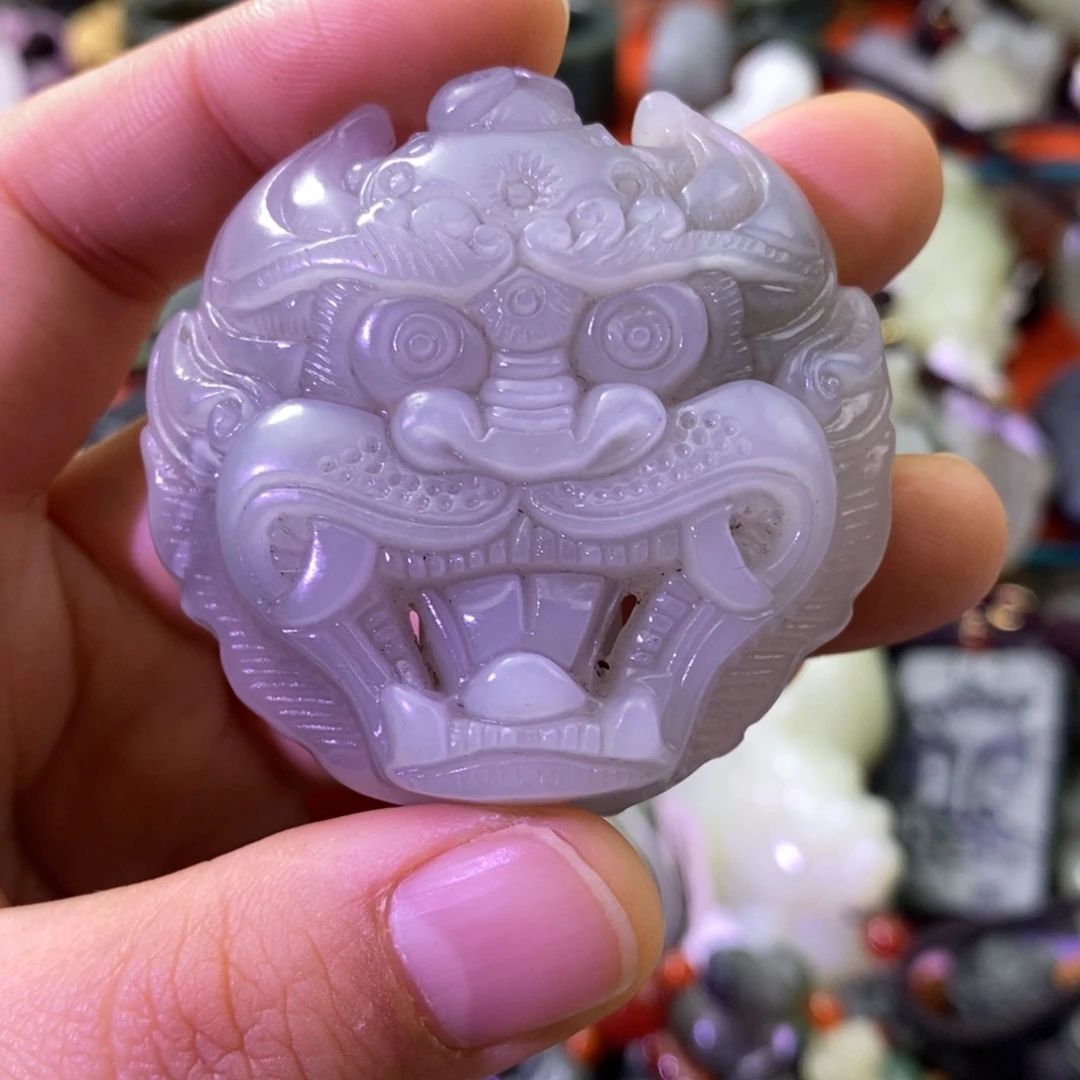 画***青海烟灰色龙形扣子