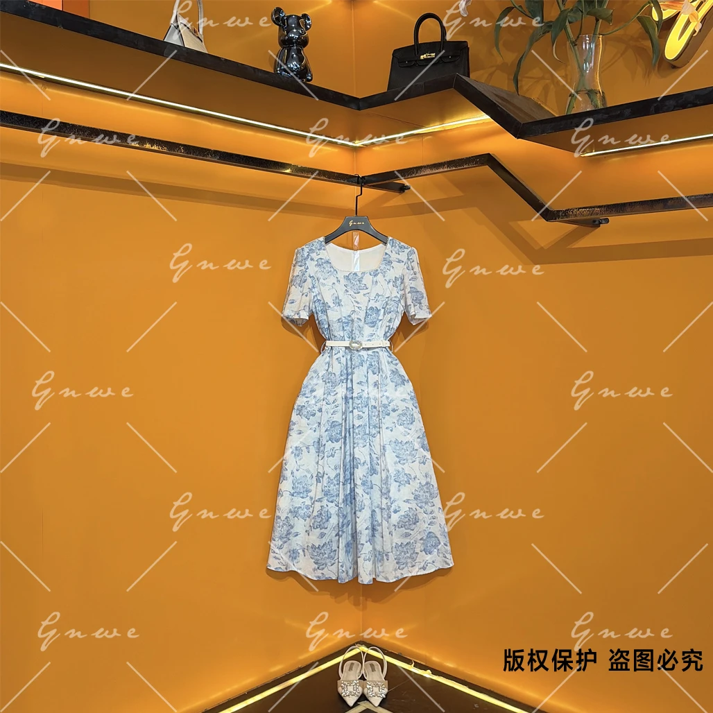 私人订制】洋气显瘦法式时尚气质轻奢提花优雅连衣裙G6626
