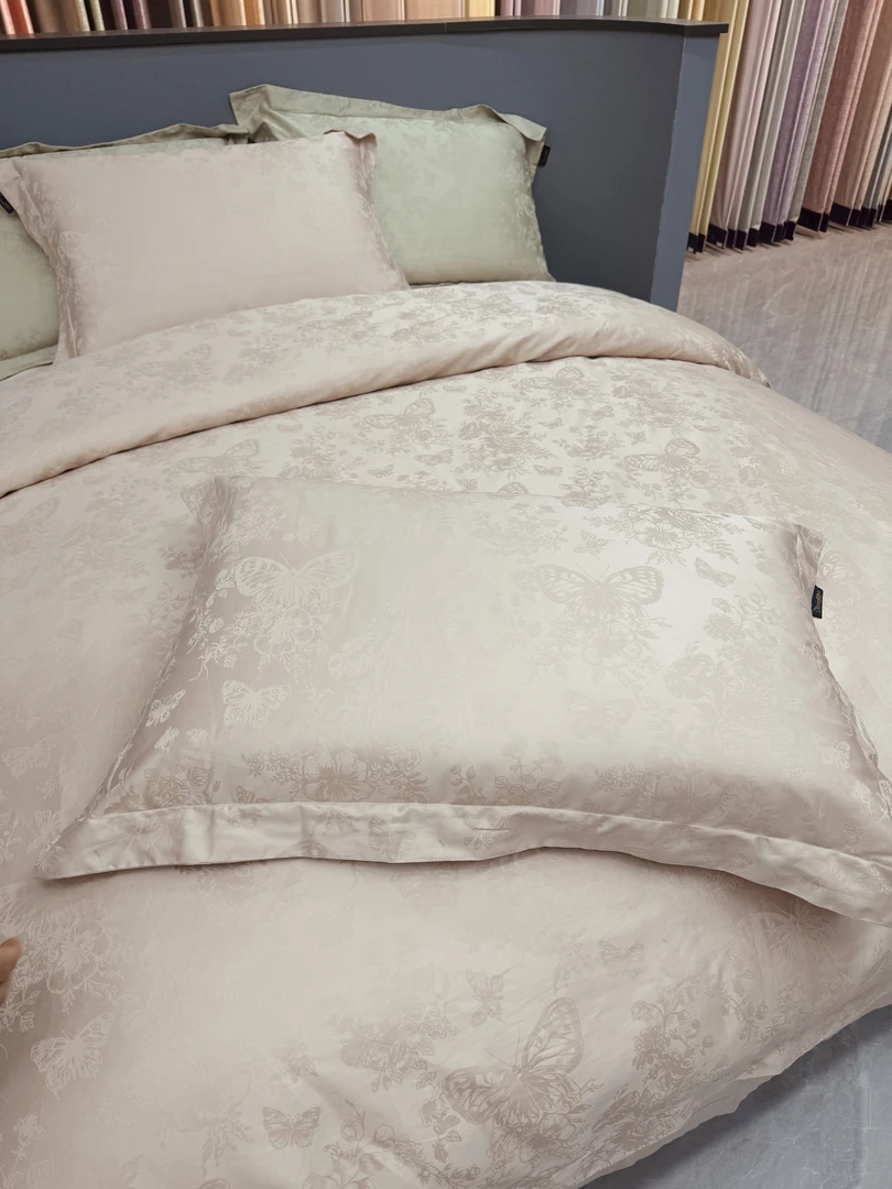 【董事长专属】KM140s全棉色织提花四件套-蝶恋花-伊豆沙-标准