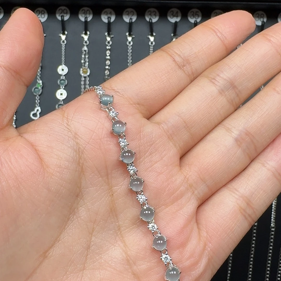 翡翠银S925镶嵌手链