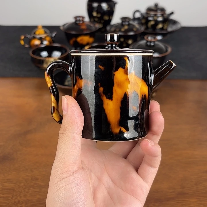 瓷玳瑁釉直筒壶壶壶