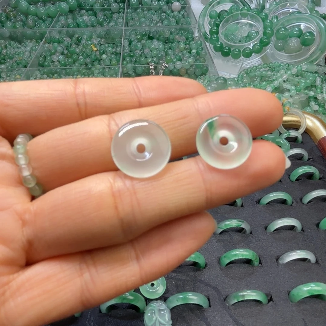 石英质玉（非洲翠）未镶嵌戒指  珠子  手镯白冰平安扣
