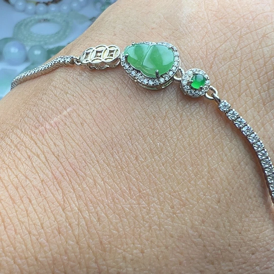 银S925镶嵌手链翡翠翡翠