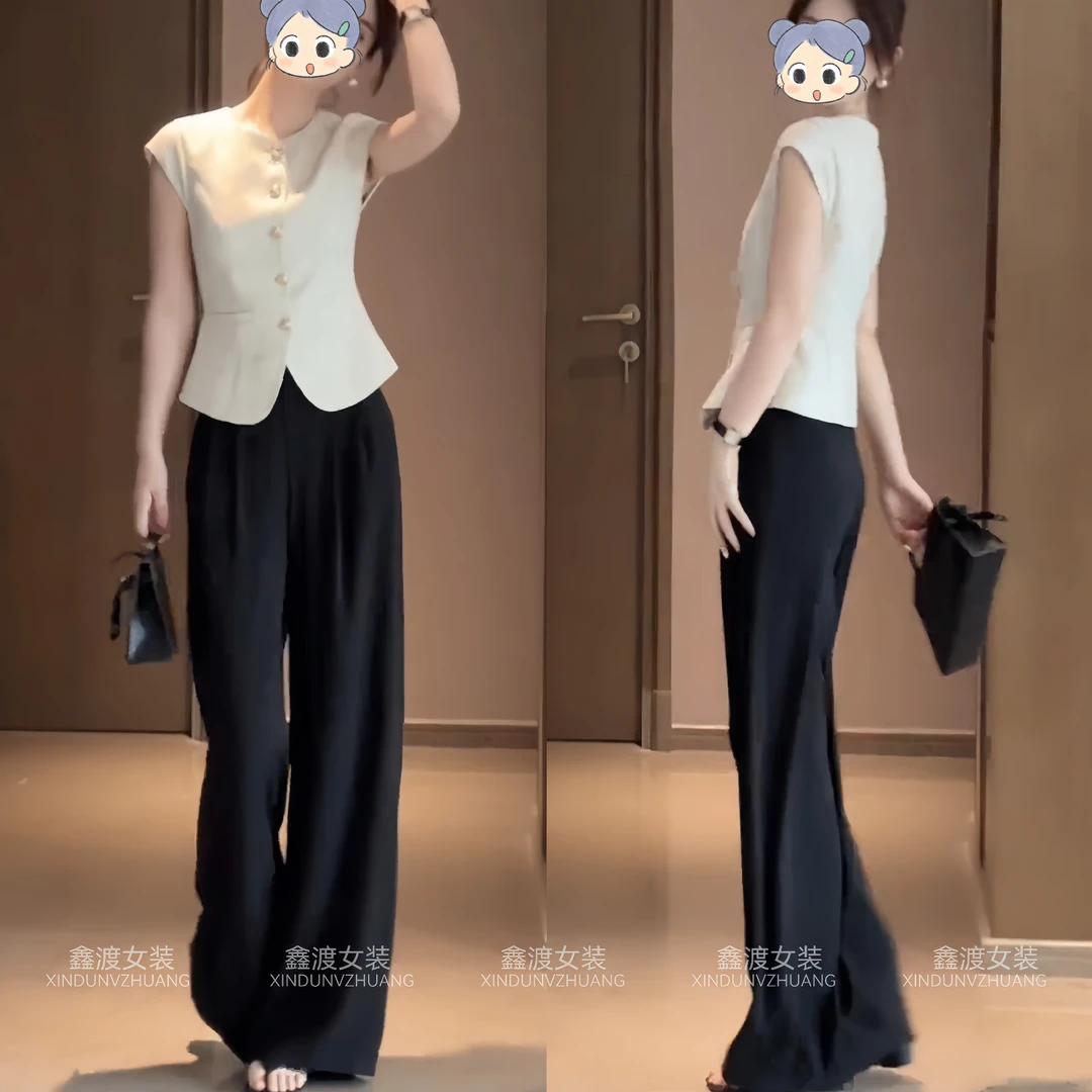 2025夏季新款时尚显瘦气质女士网红洋气两件套百搭款D21481
