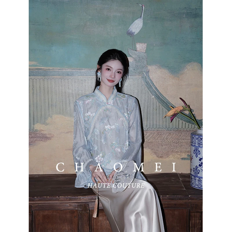 冯（CHAOMEI【清羽】新中式国风女装高级感轻奢天 丝外套