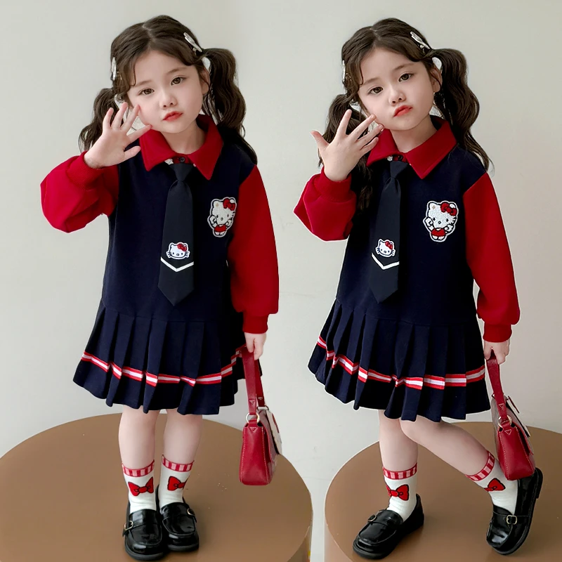 儿童学院风连衣裙春秋款2025新款女童百褶裙宝宝洋气时髦秋装裙子