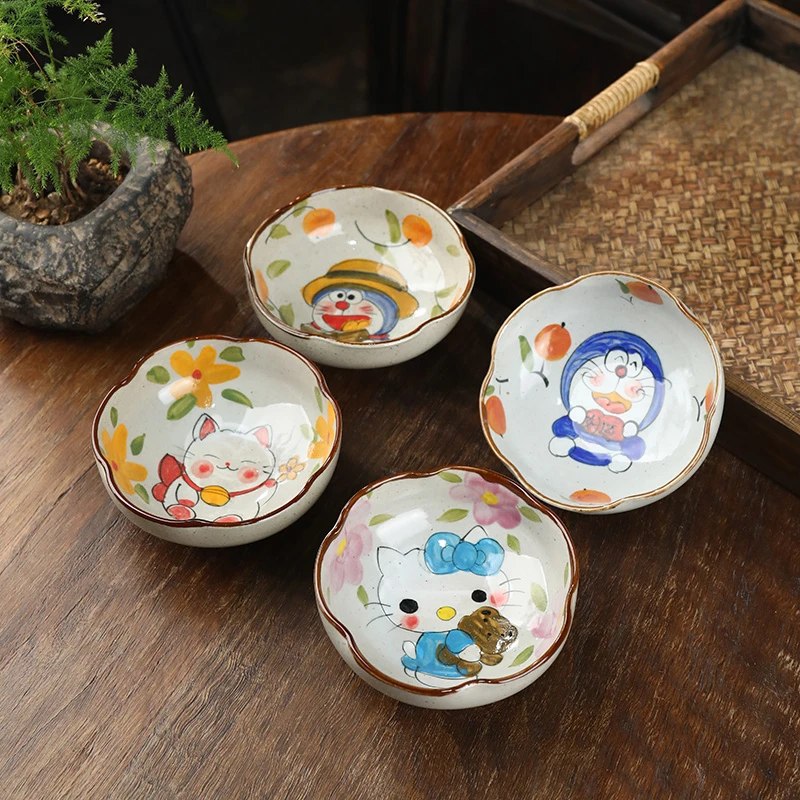 当代 景德镇吐骨碟陶瓷釉下彩手工手绘陶泥复古创意碗米饭碗