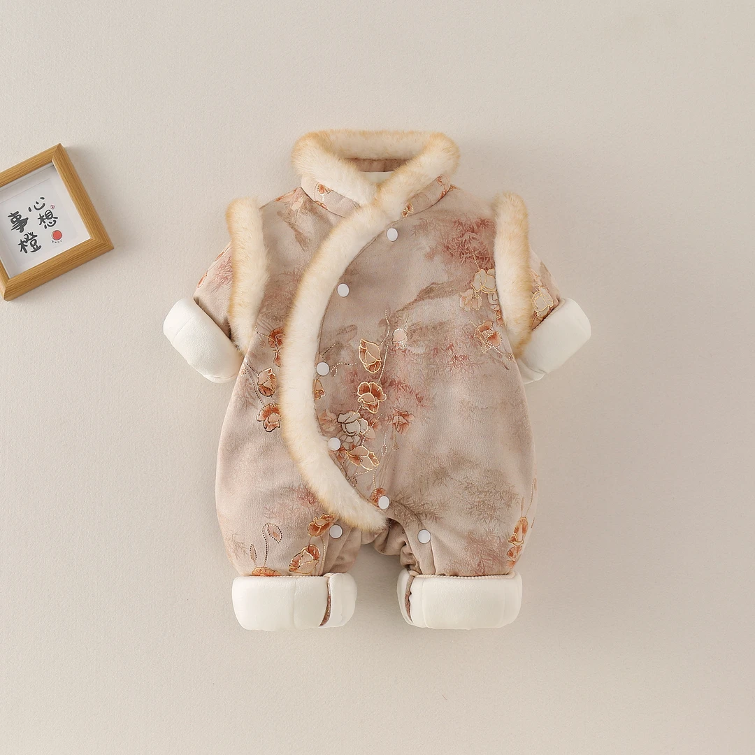 婴幼儿中国风加棉加厚冬季连体衣拜年服新品周岁衣服棉