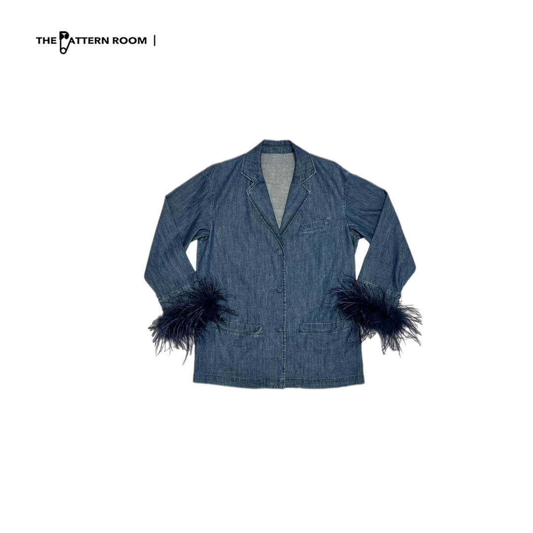 The pattern room | 经典薄感单宁色羽毛袖外套