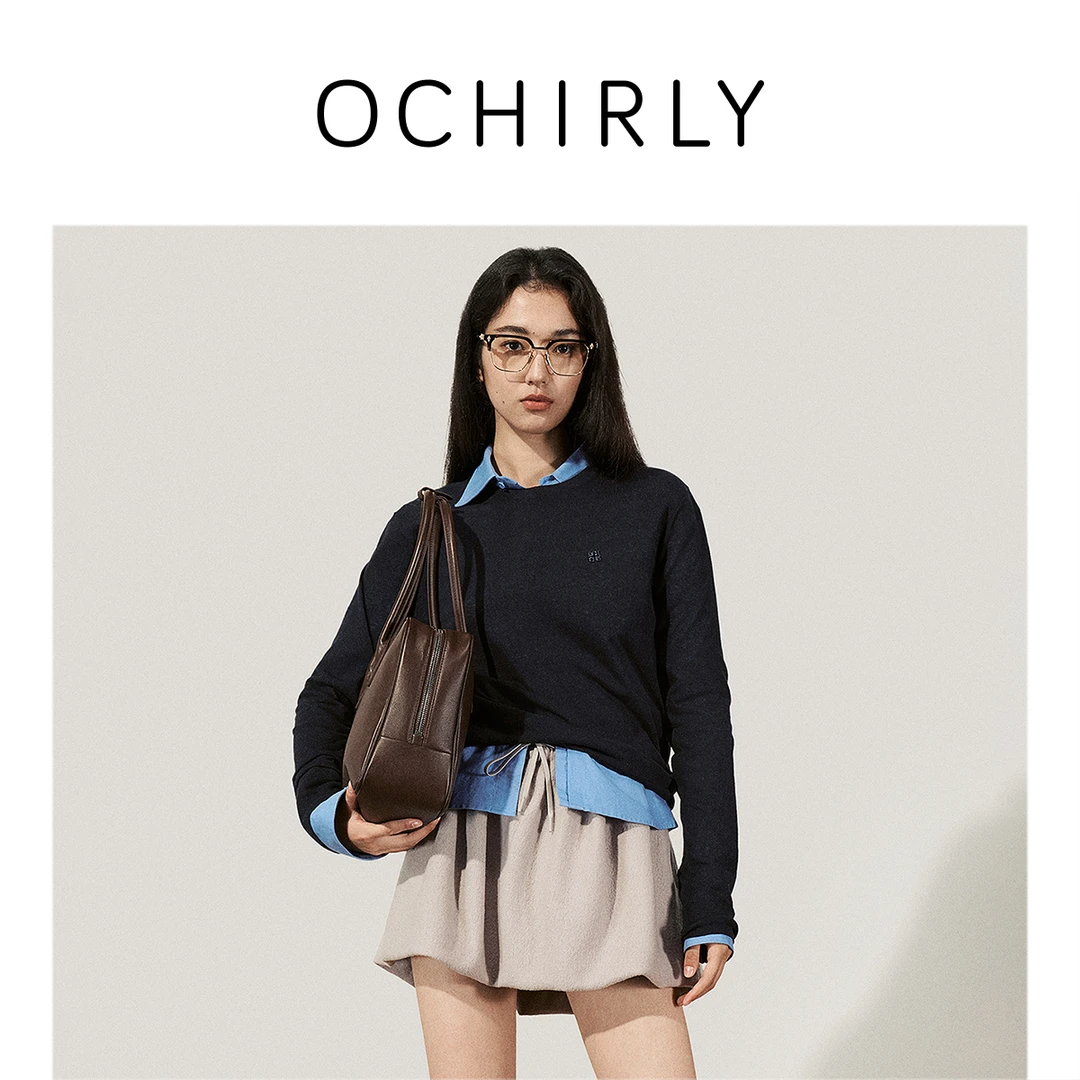 103F【赵老板专属】欧时力亚麻长袖针织衫上衣25春商场同款欧若风