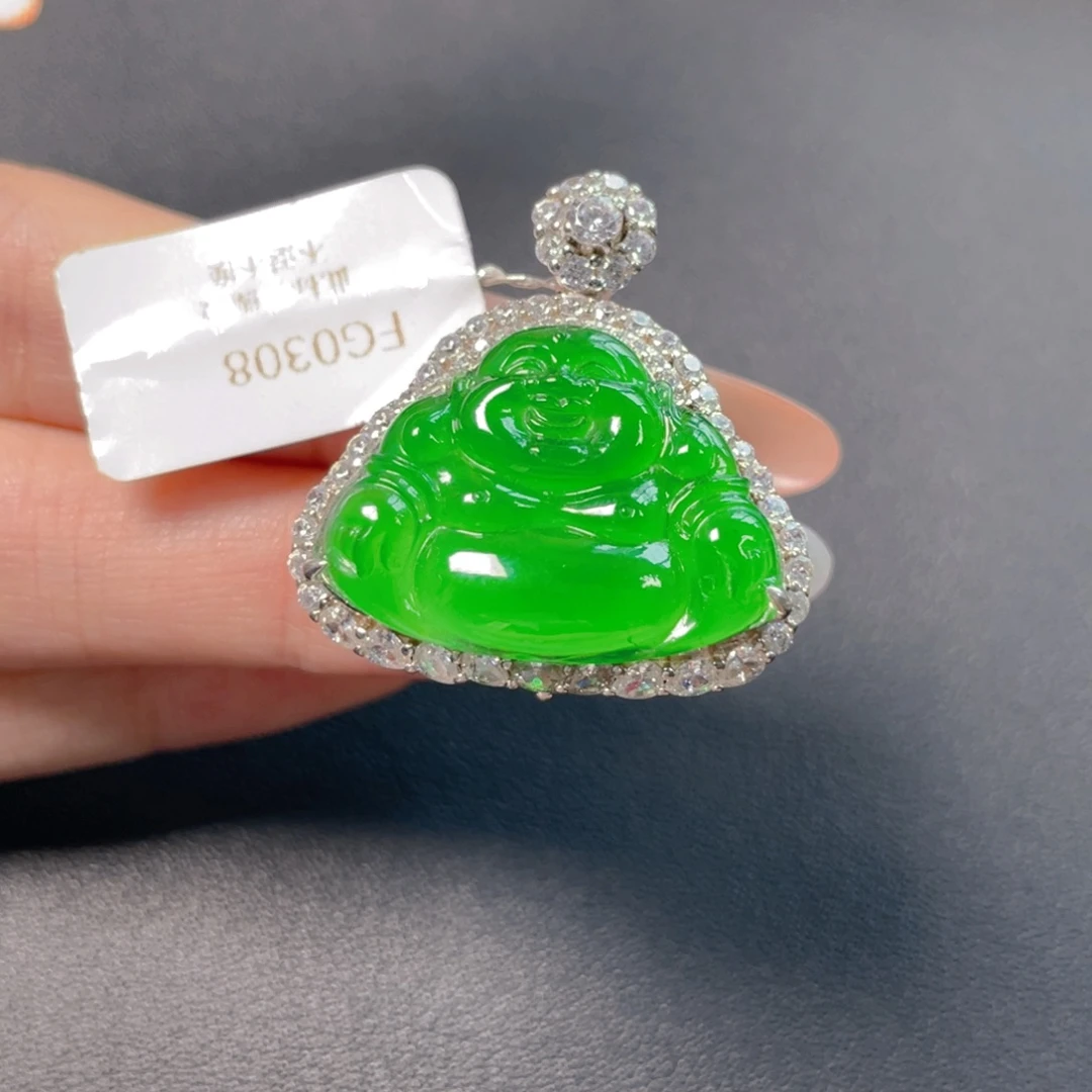 翡翠银S925镶嵌吊坠(不含链)