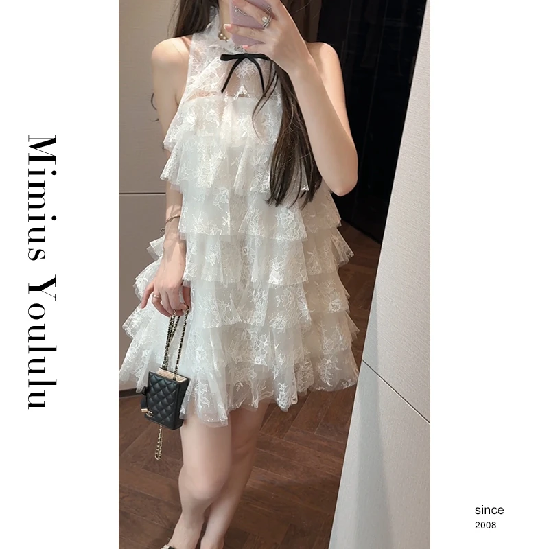 【mimius】U 高定款仙气甜美蝴蝶结蕾丝拼接蛋糕连衣裙G03075