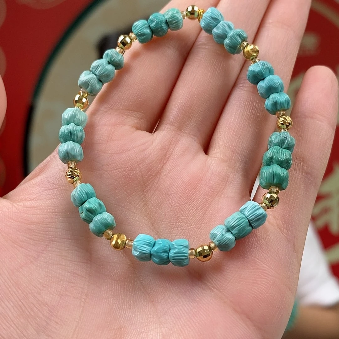 绿松石18K金镶嵌珠宝奇石