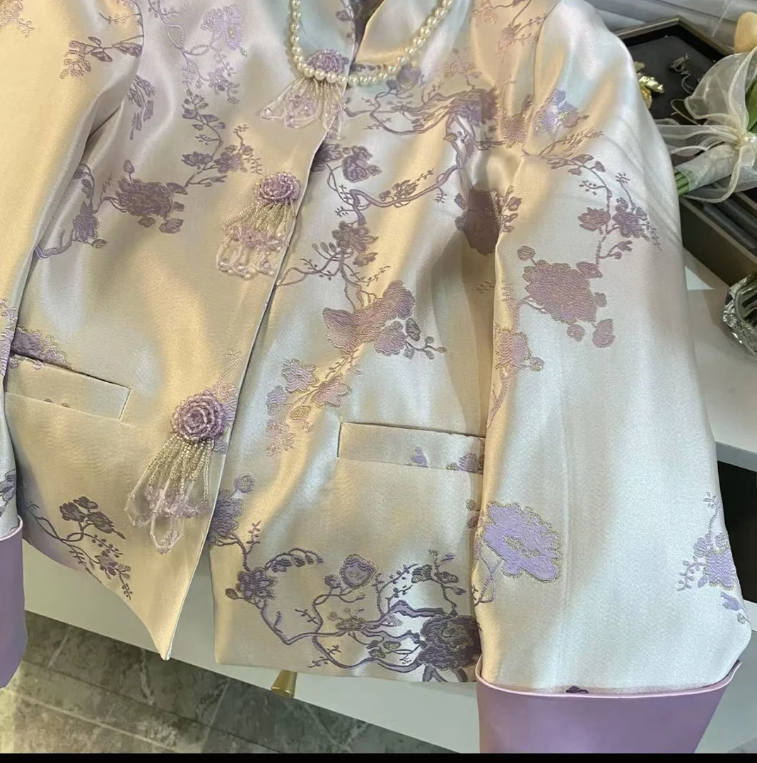 子芸定制【中意紫罗兰】短款复古中式轻奢设计感外套预JJC5WT0297