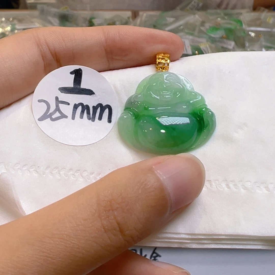 吊坠(不含链)18K金镶嵌翡翠