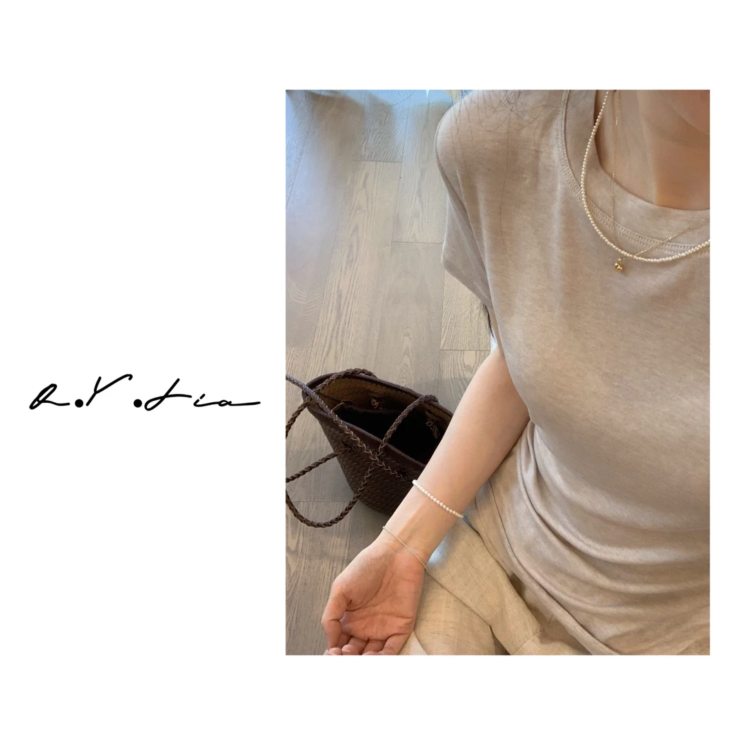 Oh！SUHUA▲ 薄荷绿 兰精天丝羊毛慵懒感短袖t恤夏季极简休闲上衣女