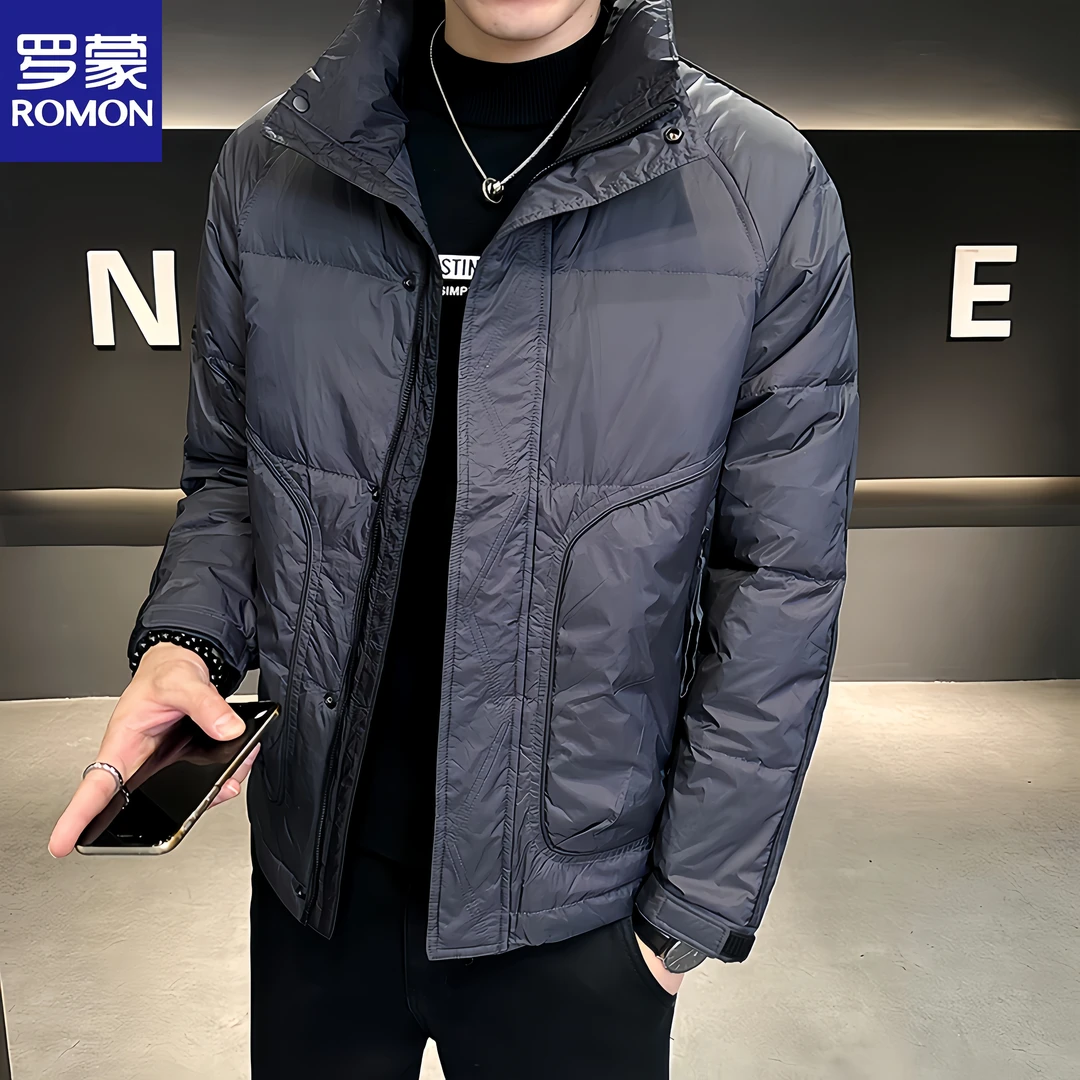 Romon/罗蒙男潮流轻薄棉服冬季短款加厚外套立领保暖加厚保暖棉衣
