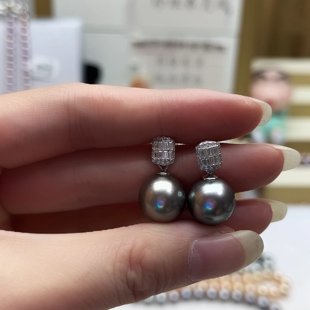 银S925镶嵌耳饰海水珍珠
