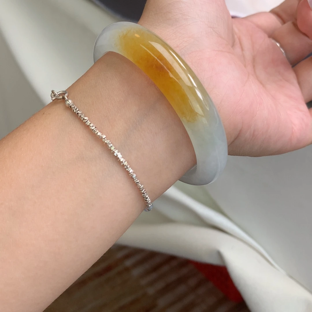 未镶嵌手镯翡翠冰糖雪梨贵妃53.6圈27号