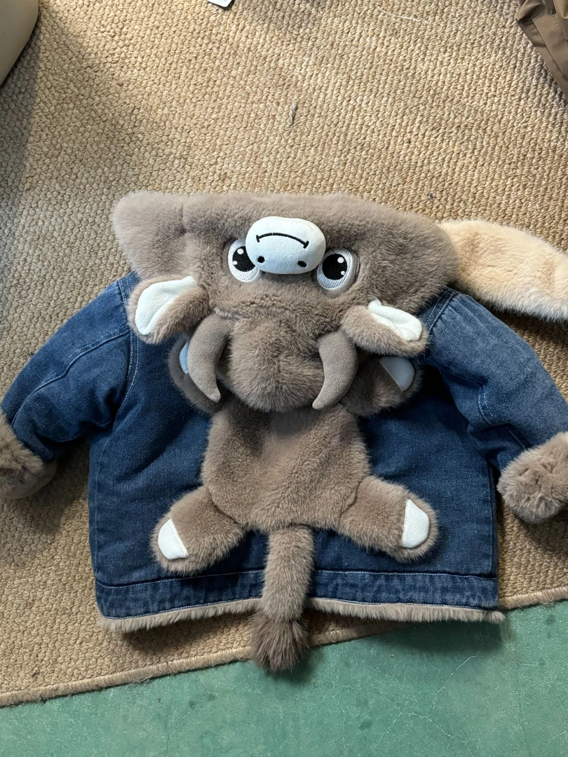 【小牛】加绒连帽外套2024秋冬装中小童休闲童装牛仔外套LL24