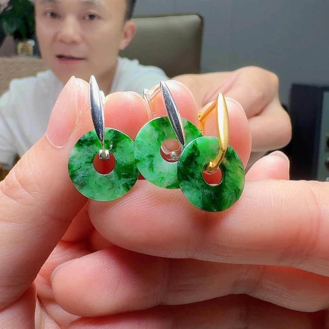 翡翠银S925镶嵌耳饰多样性发货其一