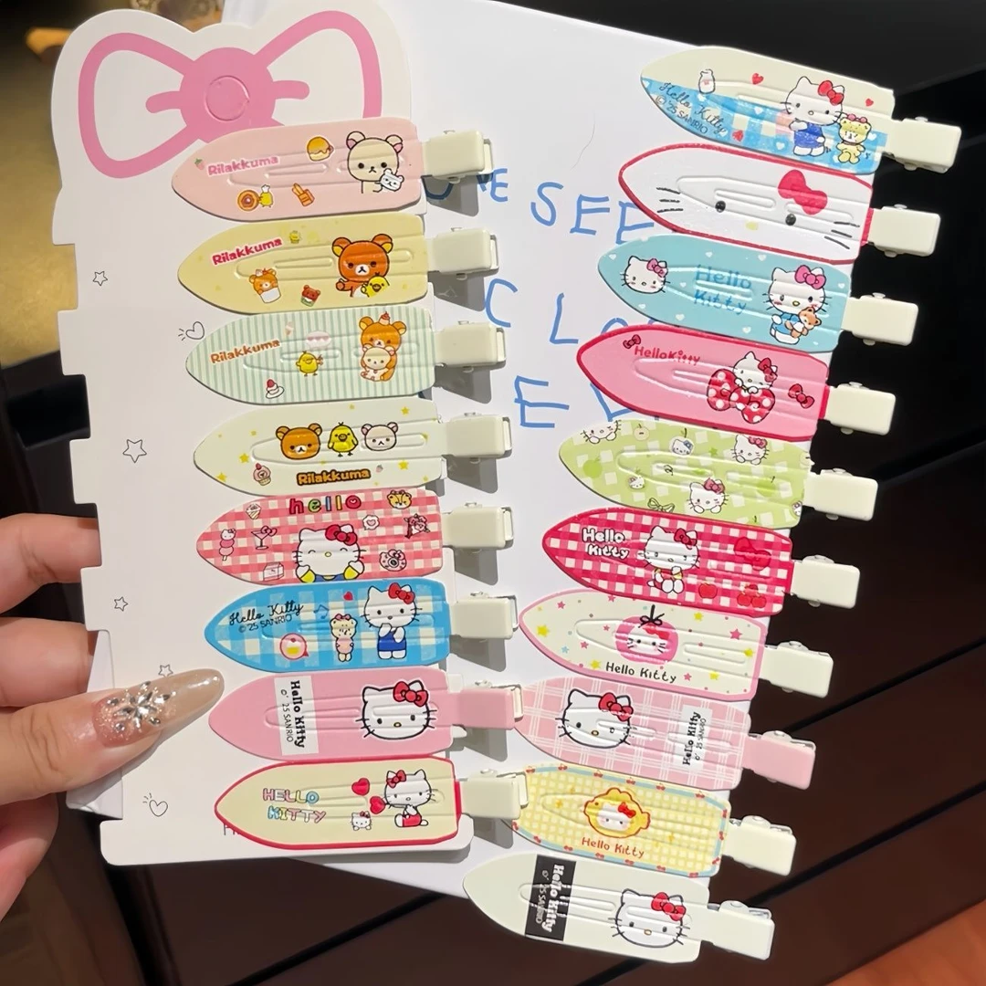 可爱KT猫鸭嘴夹箭头无痕卡通碎发刘海夹甜美少女ins风糖果色发夹