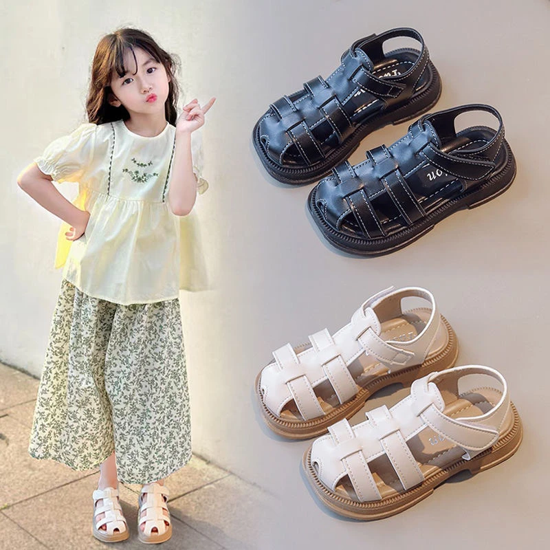 女童凉鞋2025夏季镂空包头软底公主鞋编织防滑女孩夏款宝宝沙滩鞋