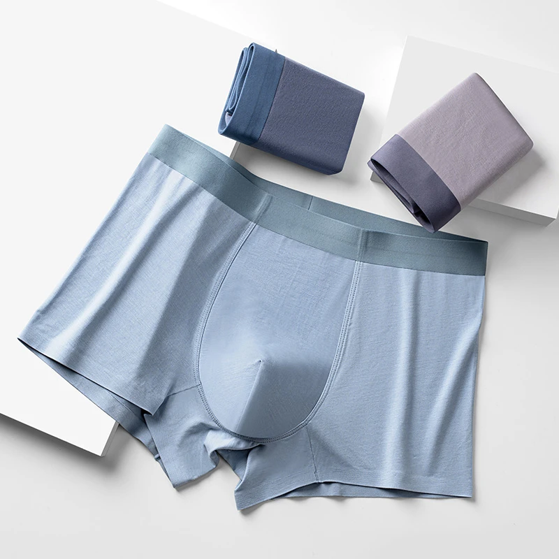 男平角内裤男生透气潮流纯色平角裤无痕时尚中腰