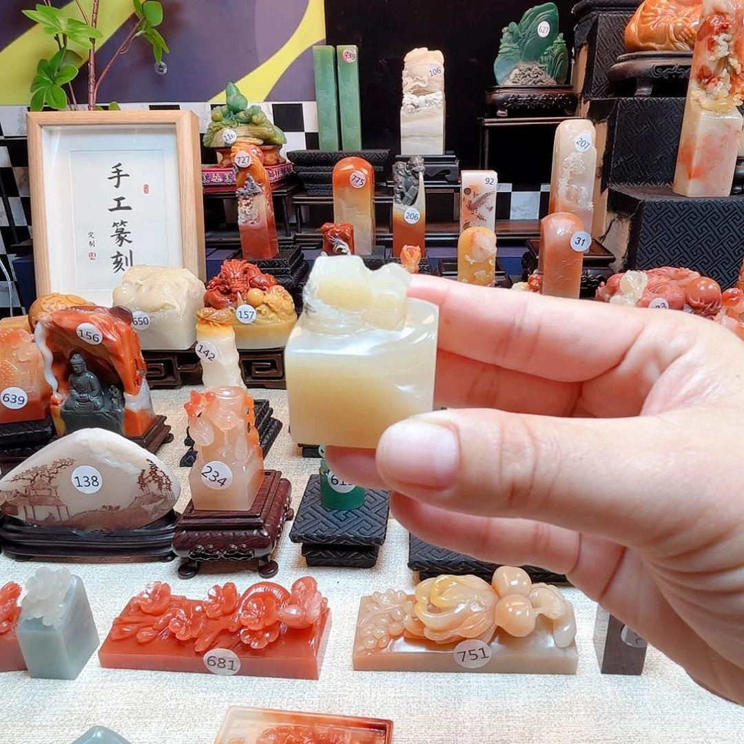 寿山石印石亭台阁楼