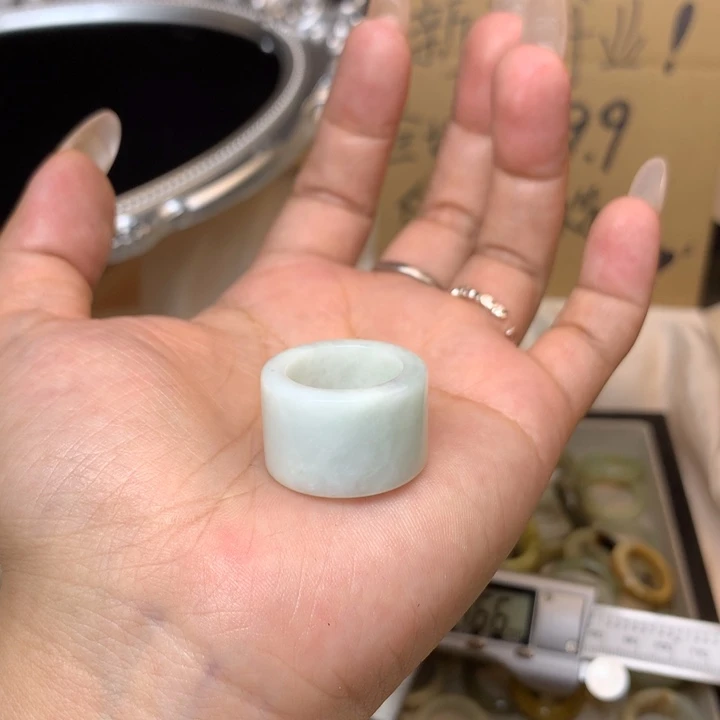 清***乖合金蛇纹石玉戒指