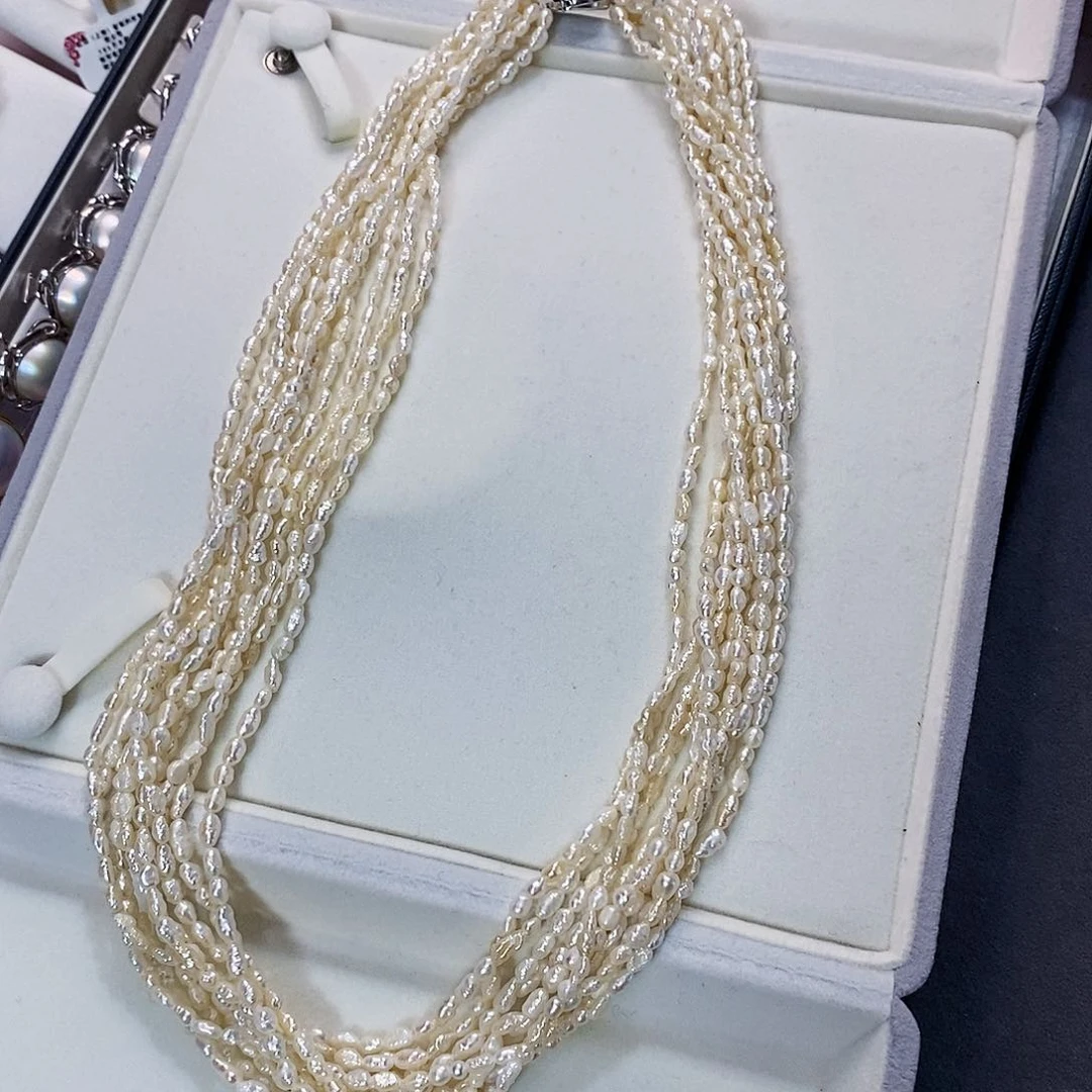 未镶嵌日本原装琵琶湖多层毛衣链10条58cm淡水珍珠