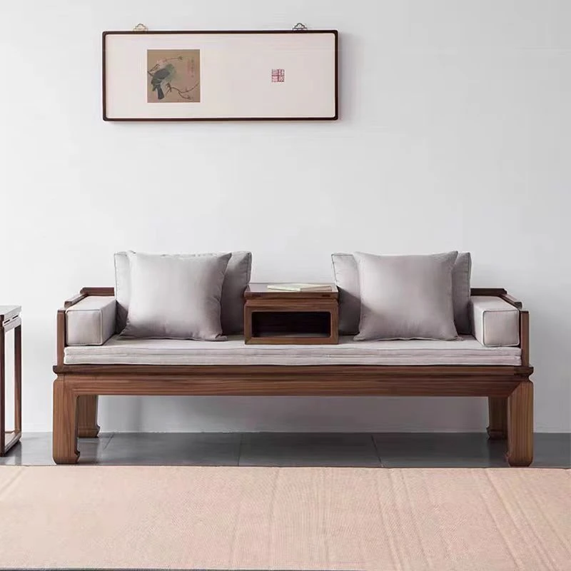 新中式实木休闲伸缩两用罗汉床沙发组合客厅阳台小户型家用贵妃榻