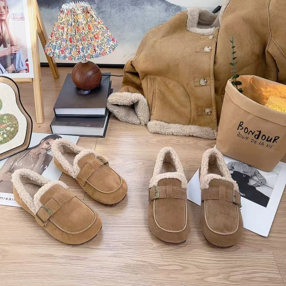 3380新款加绒软底舒适百搭边扣小单鞋仓