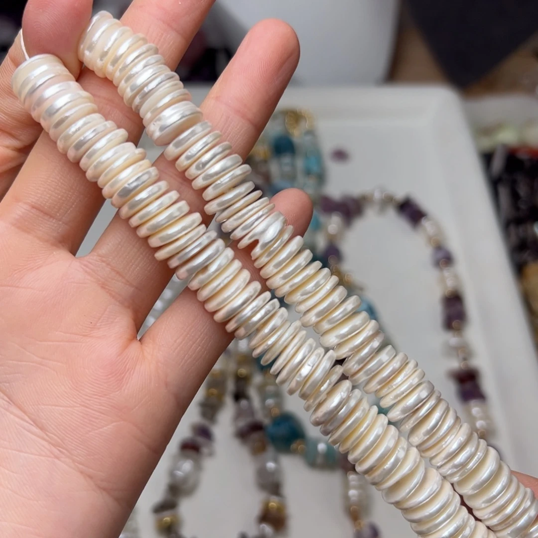 用***0玛瑙/玉髓合金珠宝半成品N579。11.3mm贝珠隔片一条