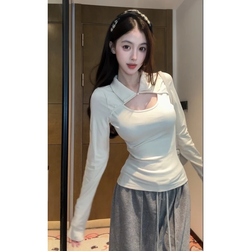 【XIAOBAWANG】美式辣妹修身打底T恤春秋修身显瘦短款W