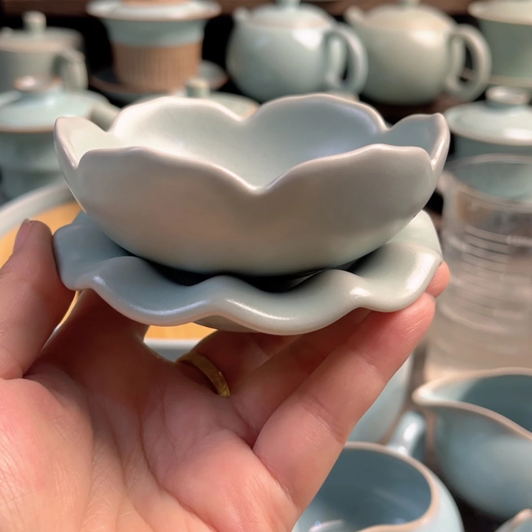 摆件陶瓷仿古釉莲花茶漏原矿