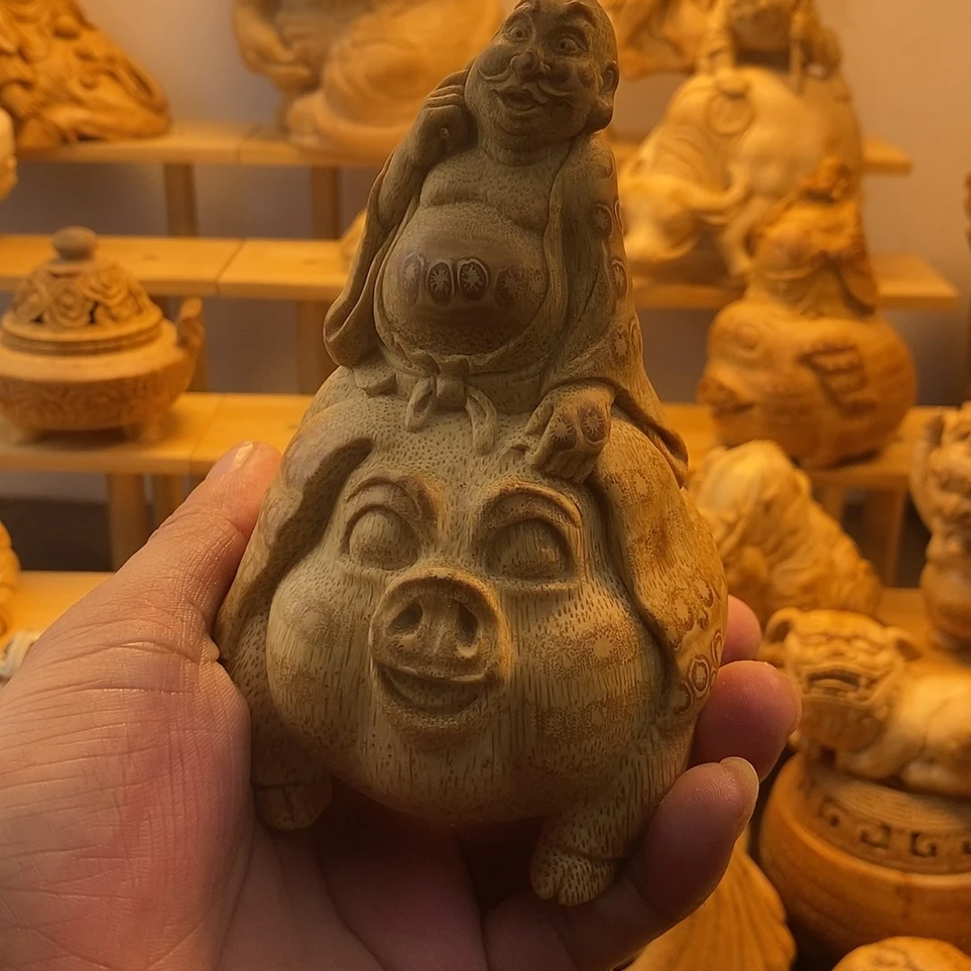 竹竹根雕太乙真猪